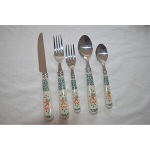 Tienshan GINGERBREAD Man Vintage Stainless Steel Plastic Flatware Set 52 Pieces